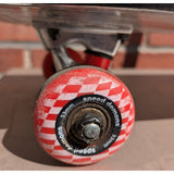 30" Speed Demons Skateboard Skull Horns Graphics Red White Checker Wheels Worn Skate Board