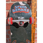 30" Speed Demons Skateboard Skull Horns Graphics Red White Checker Wheels Worn Skate Board