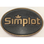 Oval Simplot Belt Buckle Cast Metal Company Logo DynaBuckle Provo Utah Vintage