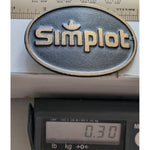 Oval Simplot Belt Buckle Cast Metal Company Logo DynaBuckle Provo Utah Vintage