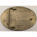 Oval Simplot Belt Buckle Cast Metal Company Logo DynaBuckle Provo Utah Vintage