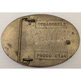 Oval Simplot Belt Buckle Cast Metal Company Logo DynaBuckle Provo Utah Vintage
