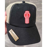 Kenworth Semi Truck KW Logo Emblem Hat Black/Beige Adjustable With Bottle Opener NOS?
