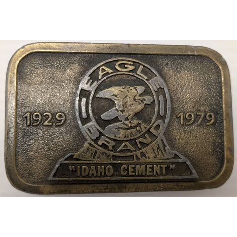 RARE 1929-1979 Eagle Brand Idaho Cement Belt Buckle Inkom 50th Anniversary Hit Line USA