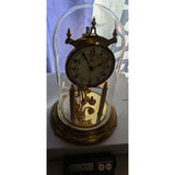 AS-IS Kundo Kieninger & Obergfell 400-Day Mantel Clock Glass Dome Brass Vintage Germany Anniversary