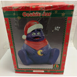 10" 1997 McDonalds Grimace Christmas Cookie Jar Santa Hat Scarf Ceramic Box