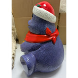 10" 1997 McDonalds Grimace Christmas Cookie Jar Santa Hat Scarf Ceramic Box