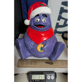 10" 1997 McDonalds Grimace Christmas Cookie Jar Santa Hat Scarf Ceramic Box