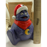 10" 1997 McDonalds Grimace Christmas Cookie Jar Santa Hat Scarf Ceramic Box