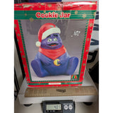10" 1997 McDonalds Grimace Christmas Cookie Jar Santa Hat Scarf Ceramic Box