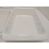 Vintage Pyrex White Turquoise Snowflake White 2 QT Casserole Rectangle 575 B Dish 550 C Lid Space Saver 575B Aqua Blue