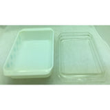 Vintage Pyrex White Turquoise Snowflake White 2 QT Casserole Rectangle 575 B Dish 550 C Lid Space Saver 575B Aqua Blue