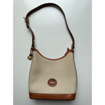 Dooney & Bourke Women's Cream/Brown Hobo Shoulder Bag Small Handbag Vintage
