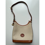 Dooney & Bourke Women's Cream/Brown Hobo Shoulder Bag Small Handbag Vintage