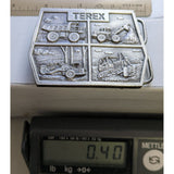 GM Terex Construction Machinery Belt Buckle Bergamot Truck Dump Bulldozer Front End Loader Vintage Heavy Metal Industrial Art