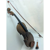 4/4 Full Size Violin Project Unmarked Handmade Wood With Bow & Case