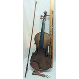 4/4 Full Size Violin Project Unmarked Handmade Wood With Bow & Case