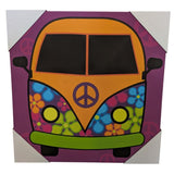 24" Retro VW Bus Wall Art Canvas Psychedelic Flowers Peace Sign Van Decor Hippie 1997