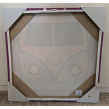 24" Retro VW Bus Wall Art Canvas Psychedelic Flowers Peace Sign Van Decor Hippie 1997