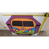24" Retro VW Bus Wall Art Canvas Psychedelic Flowers Peace Sign Van Decor Hippie 1997