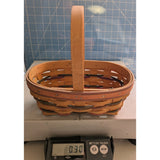 1997 Small 8" Stained Oval Easter Red Green Purple Handle Longaberger Woven Basket 13544