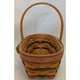 1997 Small 8" Stained Oval Easter Red Green Purple Handle Longaberger Woven Basket 13544