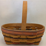 1997 Small 8" Stained Oval Easter Red Green Purple Handle Longaberger Woven Basket 13544