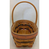 1997 Small 8" Stained Oval Easter Red Green Purple Handle Longaberger Woven Basket 13544
