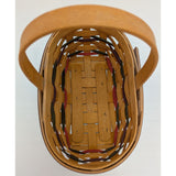 1997 Small 8" Stained Oval Easter Red Green Purple Handle Longaberger Woven Basket 13544