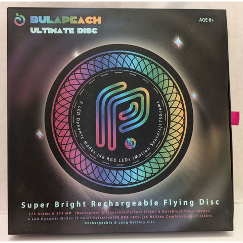 Bulapeach LED Frisbee Ultimate Rechargeable Flying Disc 48 RGB LEDs 6 Dynamic Modes Beach Camping