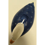 12" N.S. Gustin Co Large DUCK Blue Stipple Porcelain Pottery Hand Painted Ceramic USA Made