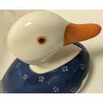 12" N.S. Gustin Co Large DUCK Blue Stipple Porcelain Pottery Hand Painted Ceramic USA Made