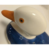 12" N.S. Gustin Co Large DUCK Blue Stipple Porcelain Pottery Hand Painted Ceramic USA Made