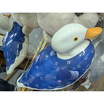 12" N.S. Gustin Co Large DUCK Blue Stipple Porcelain Pottery Hand Painted Ceramic USA Made