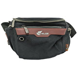 Milide Black Canvas Fanny Pack Adjustable Belt Waist Bag Multiple Pockets Running Travel Bag