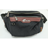 Milide Black Canvas Fanny Pack Adjustable Belt Waist Bag Multiple Pockets Running Travel Bag