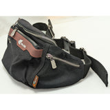 Milide Black Canvas Fanny Pack Adjustable Belt Waist Bag Multiple Pockets Running Travel Bag