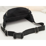 Milide Black Canvas Fanny Pack Adjustable Belt Waist Bag Multiple Pockets Running Travel Bag