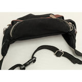 Milide Black Canvas Fanny Pack Adjustable Belt Waist Bag Multiple Pockets Running Travel Bag