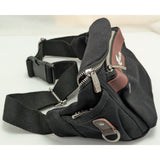 Milide Black Canvas Fanny Pack Adjustable Belt Waist Bag Multiple Pockets Running Travel Bag