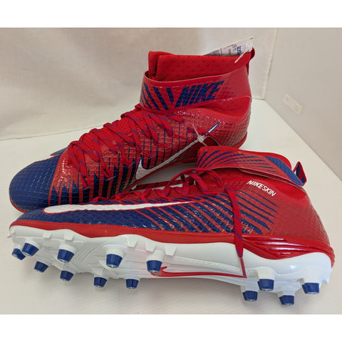 US 17 Mens Nike Force Lunarbeast Elite Red Football Cleats NIKESKIN 847588-404 Blue White High Top New