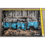 12x18 Brad Bradford Pollack Canvas Print Blue VW Bus Junk Yard Rust Van Forest Abandoned Signed
