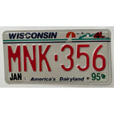 MNK 356 Wisconsin License Plate Porsche 1995 America's Dairyland