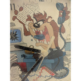 1996 TAZ Westclox Tasmanian Devil Analog Wall Clock Working Warner Bros Black Frame