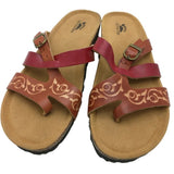 7.5 Size 38 Spring Step Messaline BR Leather Sandals Shoes Brown/Red Cork Sole NOS