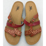 7.5 Size 38 Spring Step Messaline BR Leather Sandals Shoes Brown/Red Cork Sole NOS