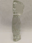 8" Viking Glass Country Boy In Overalls Clear Frosted Bookend Paperweight Vintage