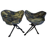 Two 3 Leg Lodge Outfitters 18" Collapsible Camping Chairs Camo Camouflage Nylon Fabric