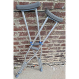 Cardinal Health Adult Adjustable Aluminum Crutches Pair 300 Lbs Capacity Grey Cushions