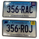 356 ROJ 356 RAC Connecticut License Plates Porsche Plate Constitution State 2003 2004